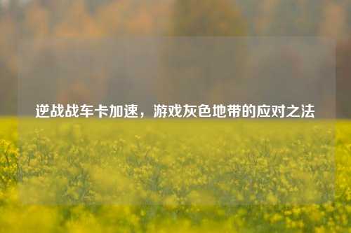 逆战战车卡加速，游戏灰色地带的应对之法