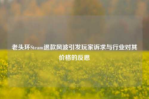 老头环Steam退款风波引发玩家诉求与行业对其价格的反思