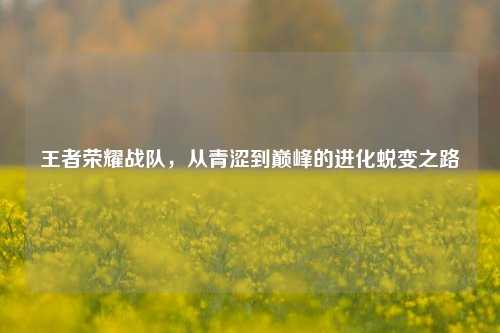 王者荣耀战队，从青涩到巅峰的进化蜕变之路