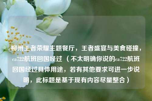 柳州王者荣耀主题餐厅,王者盛宴与美食碰撞,ca722航班回国经过 (不太明确你说的ca722航班回国经过具体用途,若有其他要求可进一步说明,此标题是基于现有内容尽量整合)