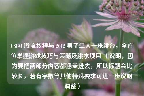 CSGO 激流教程与 2012 男子单人十米跳台，全方位掌握游戏技巧与策略及跳水项目 （说明，因为要把两部分内容都涵盖进去，所以标题会比较长，若有字数等其他特殊要求可进一步说明调整）