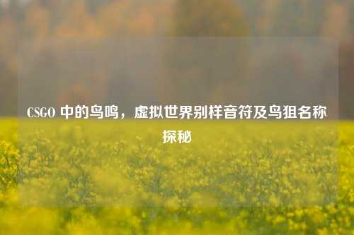 CSGO 中的鸟鸣，虚拟世界别样音符及鸟狙名称探秘