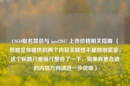 CSGO取名禁忌与 ipad2017 上市价格相关指南 （但感觉你提供的两个内容关联性不是特别紧密，这个标题只是强行整合了一下，如果有更合适的内容方向请进一步说明）