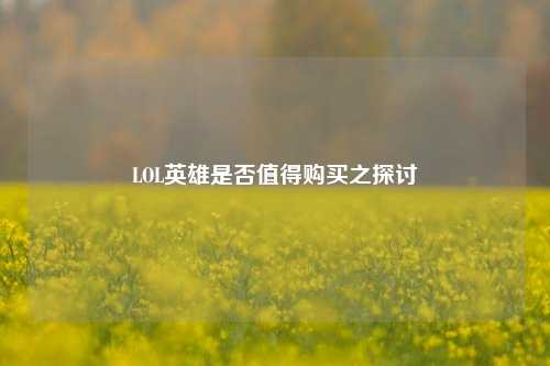 LOL英雄是否值得购买之探讨