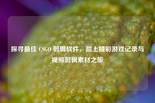 探寻最佳 CSGO 剪辑软件，踏上精彩游戏记录与视频剪辑素材之旅