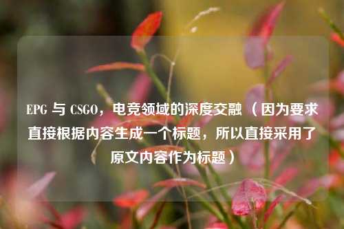 EPG 与 CSGO，电竞领域的深度交融 （因为要求直接根据内容生成一个标题，所以直接采用了原文内容作为标题）