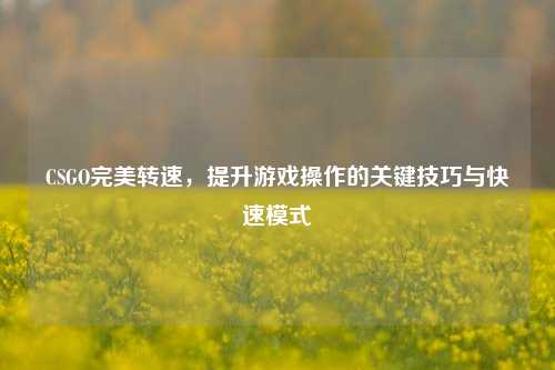 CSGO完美转速，提升游戏操作的关键技巧与快速模式