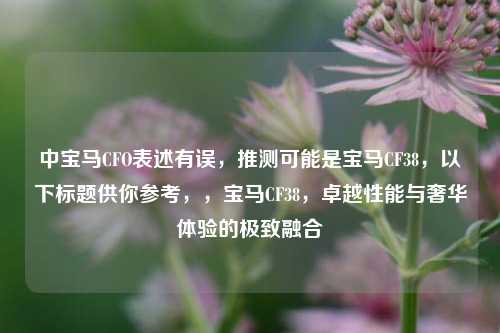 中宝马CFO表述有误,推测可能是宝马CF38,以下标题供你参考,,宝马CF38,卓越性能与奢华体验的极致融合