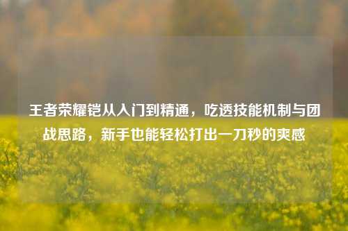 王者荣耀铠从入门到精通,吃透技能机制与团战思路,新手也能轻松打出一刀秒的爽感
