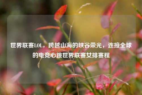 世界联赛LOL，跨越山海的峡谷荣光，连接全球的电竞心跳世界联赛女排赛程