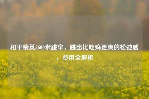 和平精英3600米跳伞，跳出比吃鸡更爽的松弛感，费用全解析