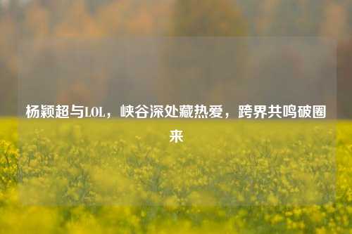 杨颖超与LOL，峡谷深处藏热爱，跨界共鸣破圈来