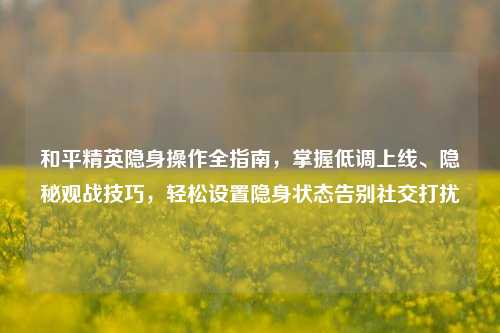 和平精英隐身操作全指南,掌握低调上线、隐秘观战技巧,轻松设置隐身状态告别社交打扰