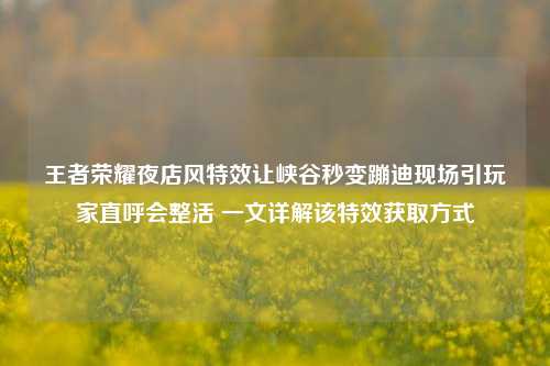 王者荣耀夜店风特效让峡谷秒变蹦迪现场引玩家直呼会整活 一文详解该特效获取方式