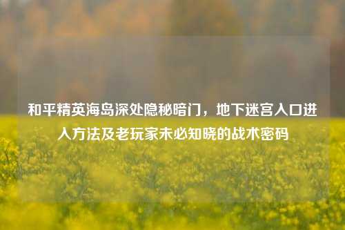 和平精英海岛深处隐秘暗门，地下迷宫入口进入方法及老玩家未必知晓的战术密码