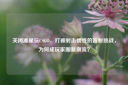 关闭准星玩CSGO，打破射击惯性的盲射挑战，为何成玩家圈新潮流？