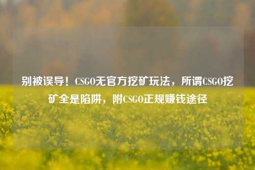 别被误导！CSGO无官方挖矿玩法，所谓CSGO挖矿全是陷阱，附CSGO正规赚钱途径