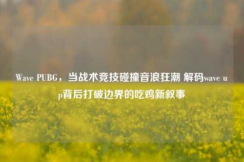 Wave PUBG，当战术竞技碰撞音浪狂潮 解码wave up背后打破边界的吃鸡新叙事