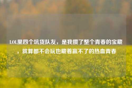 LOL里四个坑货队友，是我攒了整个青春的宝藏，就算都不会玩也藏着赢不了的热血青春