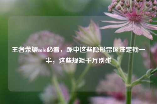 王者荣耀solo必看，踩中这些隐形雷区注定输一半，这些规矩千万别碰