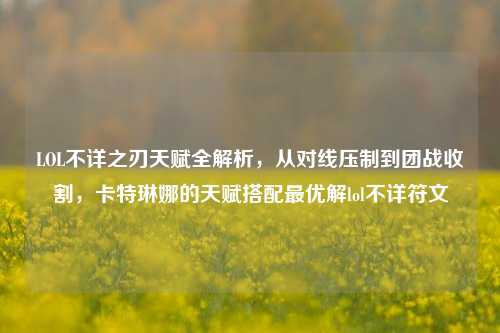 LOL不详之刃天赋全解析，从对线压制到团战收割，卡特琳娜的天赋搭配最优解lol不详符文