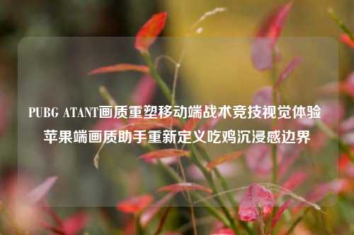 PUBG ATANT画质重塑移动端战术竞技视觉体验 苹果端画质助手重新定义吃鸡沉浸感边界