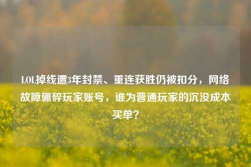 LOL掉线遭3年封禁、重连获胜仍被扣分，网络故障碾碎玩家账号，谁为普通玩家的沉没成本买单？