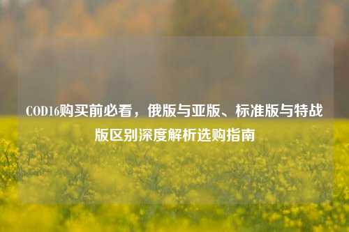 COD16购买前必看，俄版与亚版、标准版与特战版区别深度解析选购指南