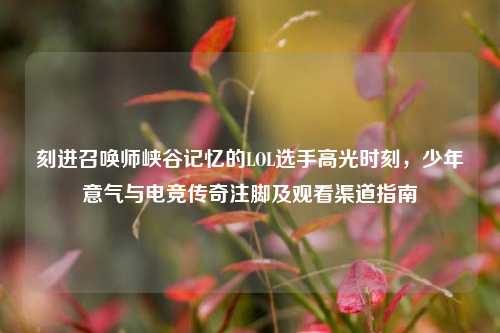 刻进召唤师峡谷记忆的LOL选手高光时刻,少年意气与电竞传奇注脚及观看渠道指南