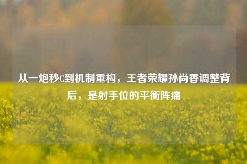 从一炮秒C到机制重构,王者荣耀孙尚香调整背后,是射手位的平衡阵痛