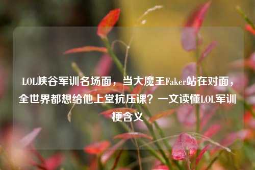 LOL峡谷军训名场面，当大魔王Faker站在对面，全世界都想给他上堂抗压课？一文读懂LOL军训梗含义