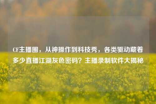 CF主播圈,从神操作到科技秀,各类驱动藏着多少直播江湖灰色密码?主播录制软件大揭秘