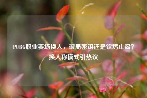 PUBG职业赛场换人，破局密钥还是饮鸩止渴？换人称模式引热议