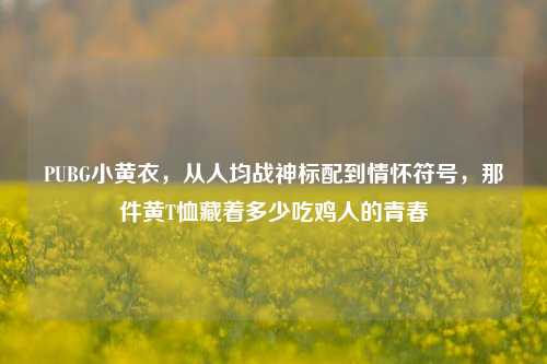 PUBG小黄衣,从人均战神标配到情怀符号,那件黄T恤藏着多少吃鸡人的青春