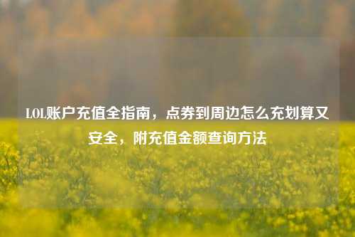LOL账户充值全指南,点券到周边怎么充划算又安全,附充值金额查询方法