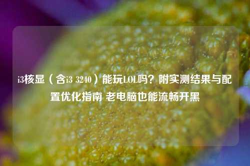 i3核显(含i3 3240)能玩LOL吗?附实测结果与配置优化指南 老电脑也能流畅开黑
